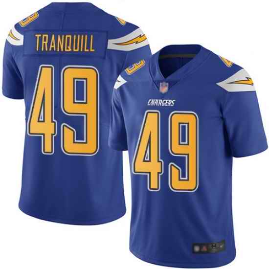 Chargers 49 Drue Tranquill Electric Blue Men Stitched Football Limited Rush Jersey